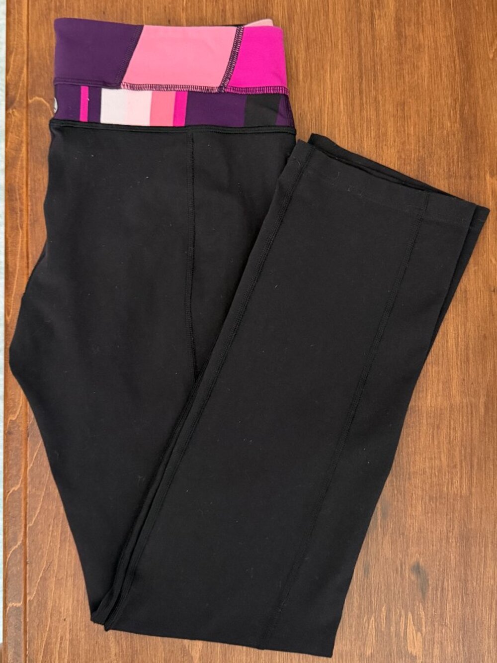 Lululemon Groove Pant Size 10 Women Black Pink Colorblock Flare Yoga Pants